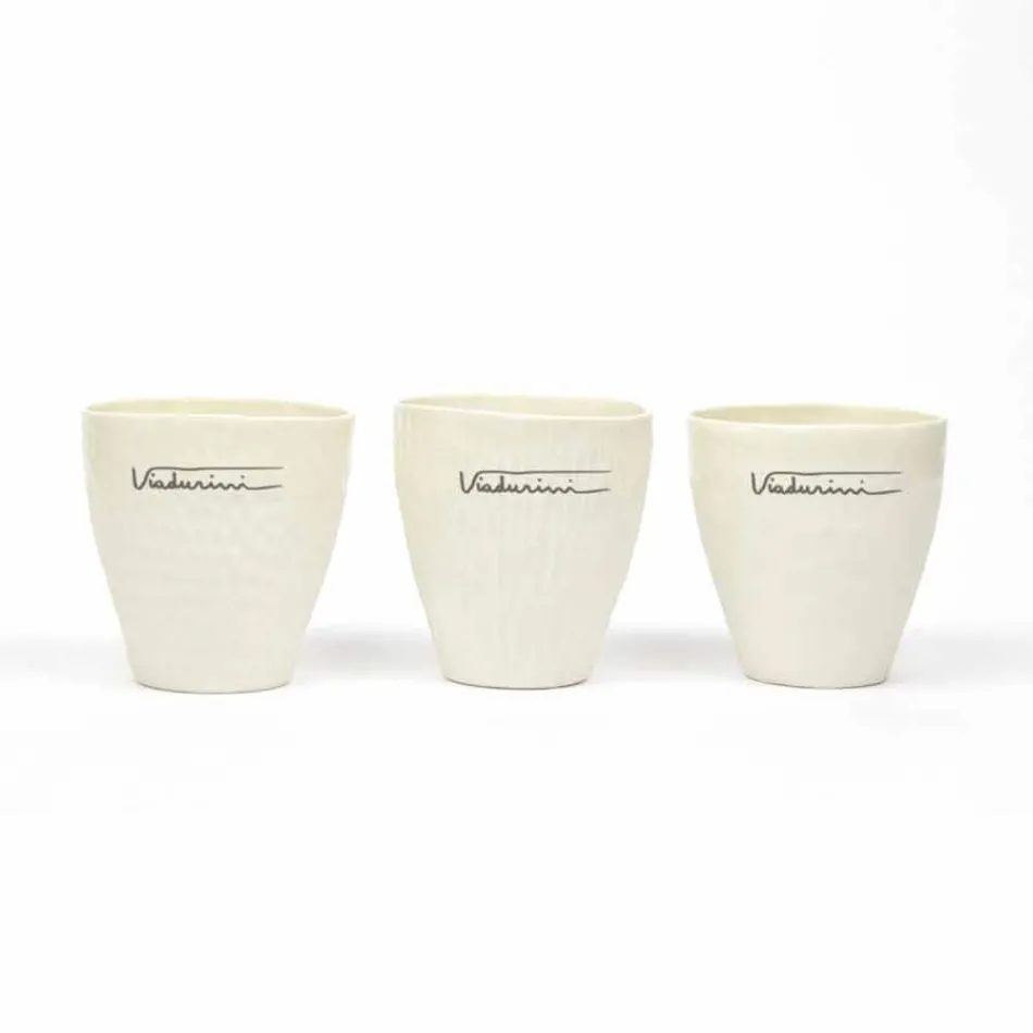 Luxury Design White Porcelain Glasses 6 Unique Pieces - Arcireale Viadurini