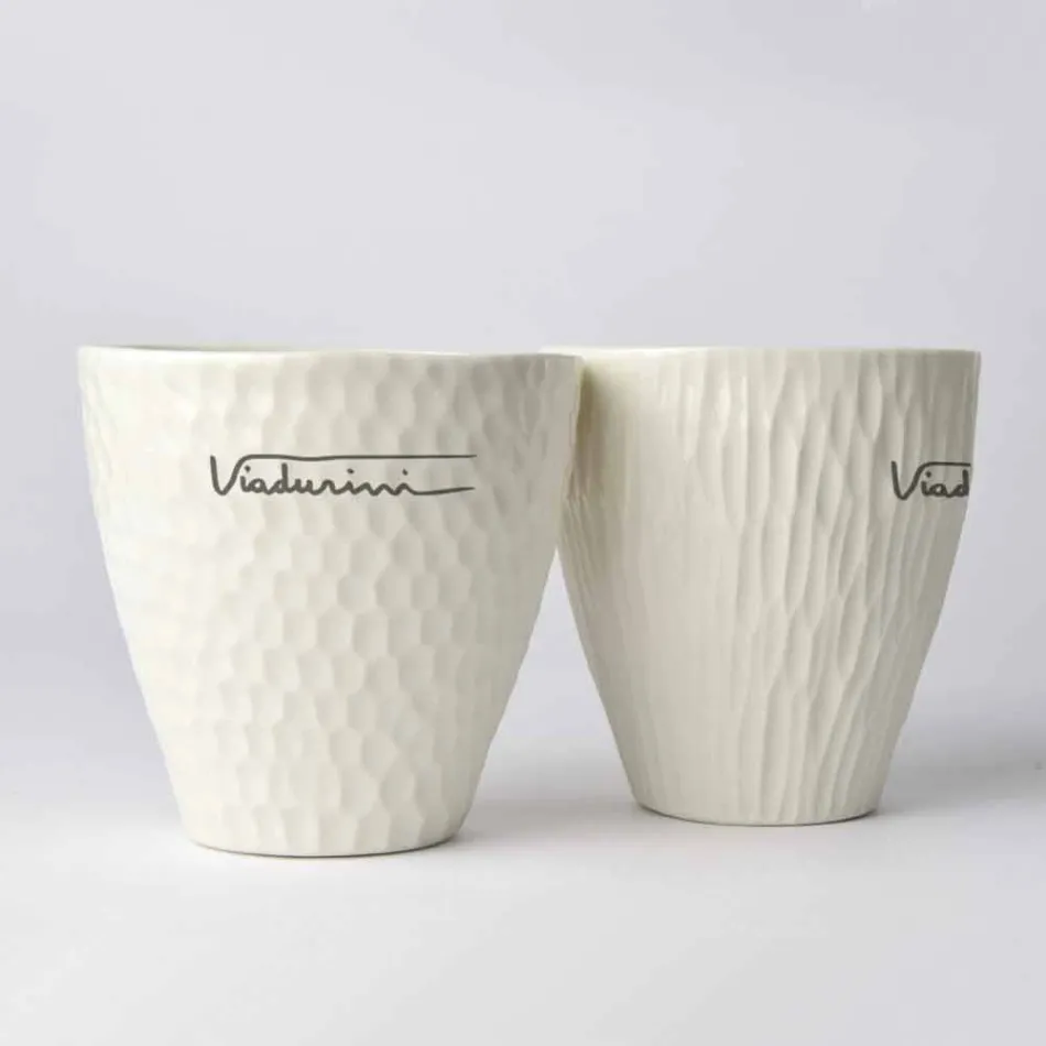 Luxury Design White Porcelain Glasses 6 Unique Pieces - Arcireale Viadurini