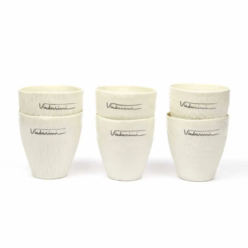 Luxury Design White Porcelain Glasses 6 Unique Pieces - Arcireale Viadurini