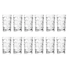 Tall Tumbler Glasses in Eco Crystal Leaf Decoration 12 Pcs - Magnolio Viadurini
