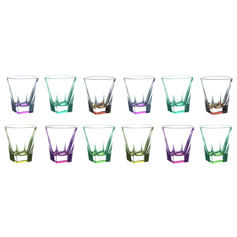 Tumbler Low Drink Glasses in Eco Colored Crystal 12 Pcs - Amalgam Viadurini