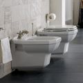White Ceramic Classic Style Hanging Bidet, Made in Italy - Nausica
