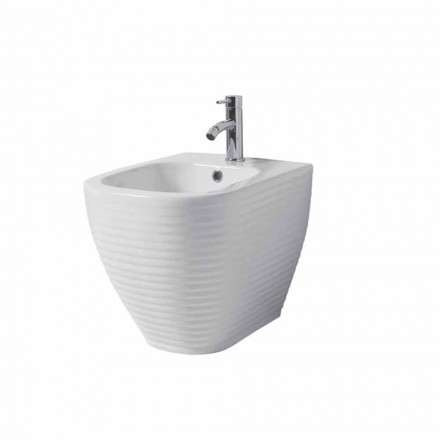 Floor Bidet in White or Colored Trabia Glazed Ceramic Viadurini