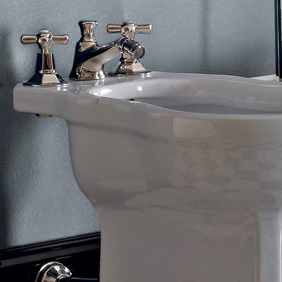 Vintage White or Black Ceramic Floor Bidet Made in Italy - Marwa Viadurini