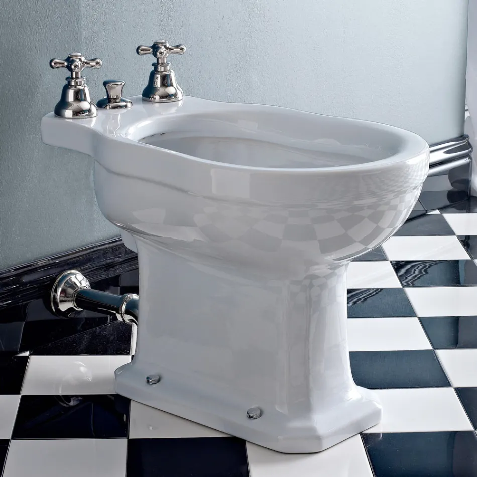 Vintage White or Black Ceramic Floor Bidet Made in Italy - Marwa Viadurini