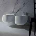 Design suspended bidet in white Gaiola ceramic, made in Italy Viadurini