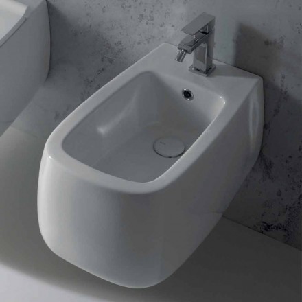 Design suspended bidet in white Gaiola ceramic, made in Italy Viadurini