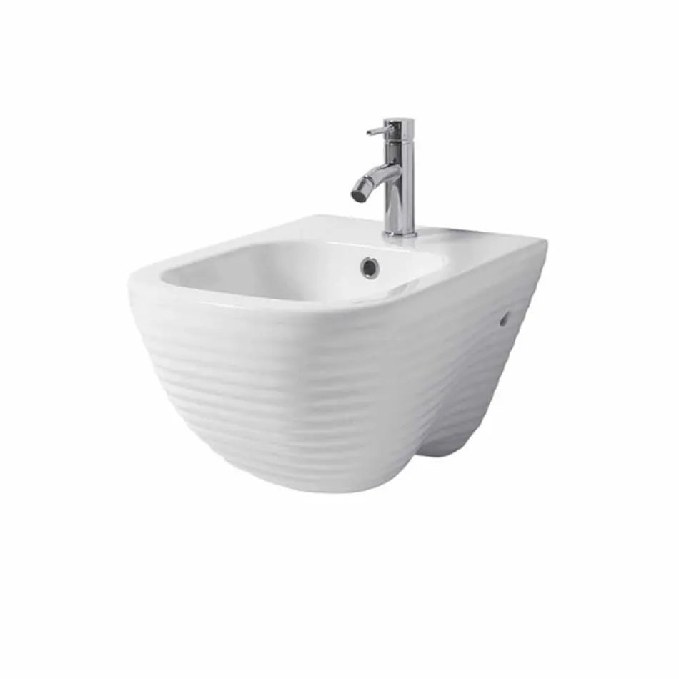 Suspended Bidet of Made in Italy Design in Trabia Ceramics Viadurini