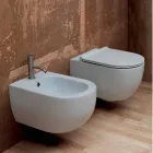 Modern design ceramic wall hung bidet Star 55x35cm made in Italy Viadurini