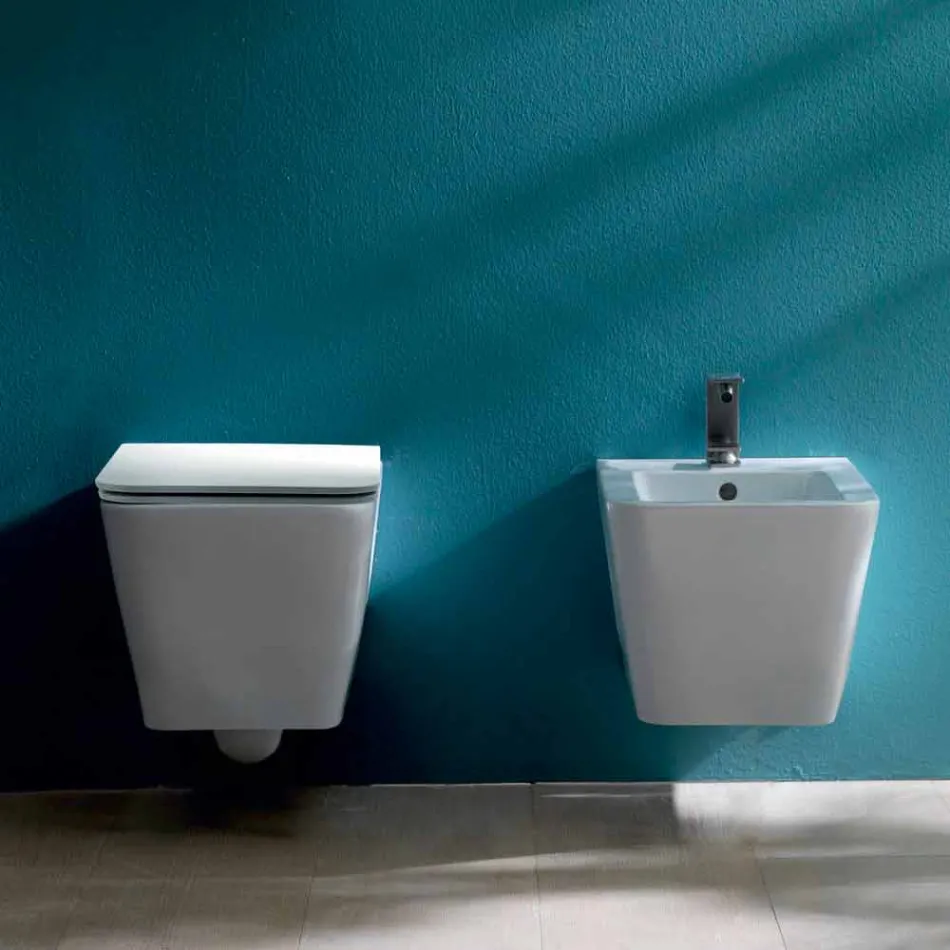 Design suspended ceramic bidet Sun Square 55x35cm, made in Italy Viadurini