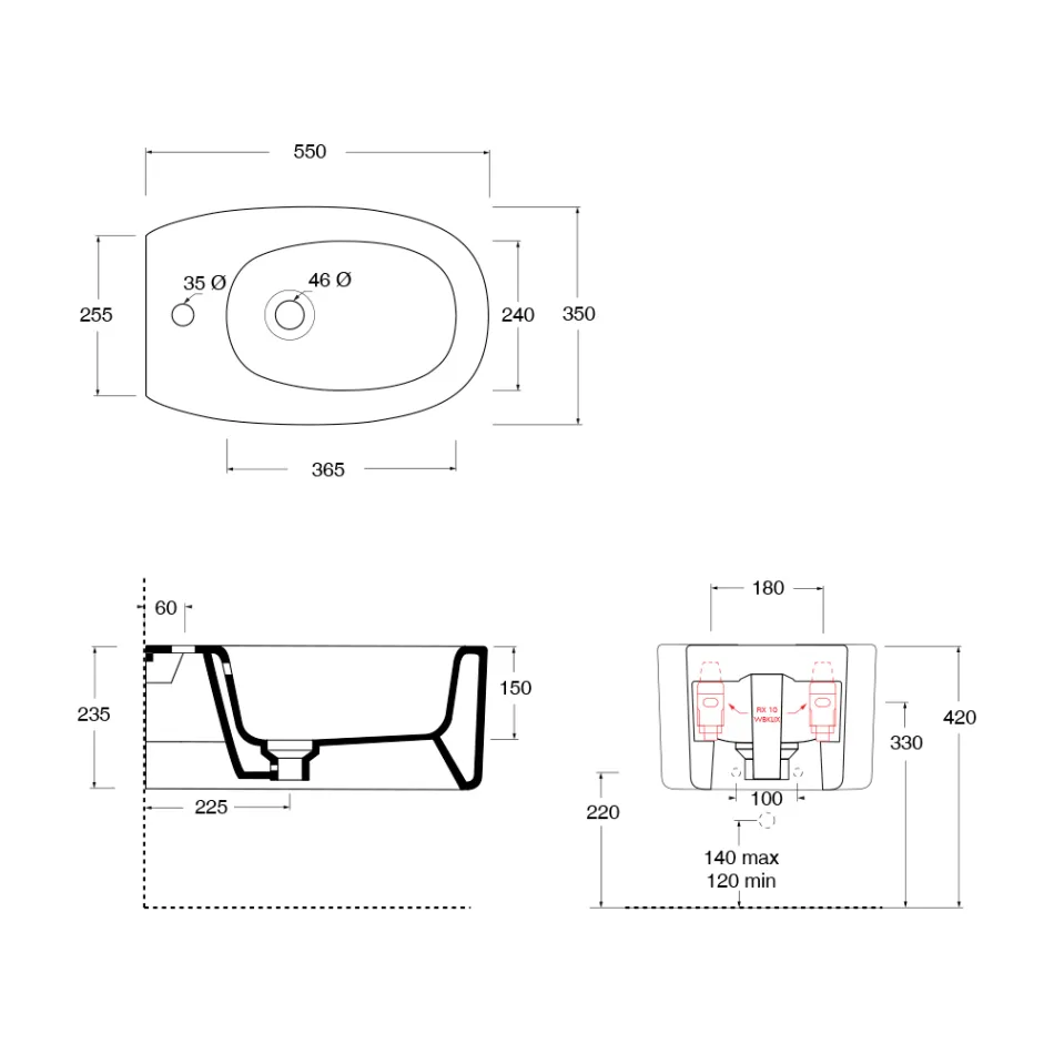 Wall-Hung Ceramic Bidet in Various Colors Made in Italy - Girl Viadurini