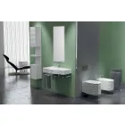 Wall-hung ceramic bidet of modern design produced in Italy, Hamlet Viadurini