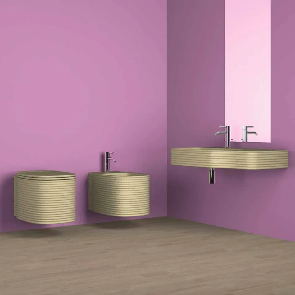 Wall-hung ceramic bidet of modern design produced in Italy, Hamlet Viadurini