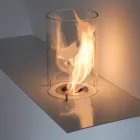 Modern Design Wall Biofireplace in Painted Steel and Glass - Malcolm Viadurini