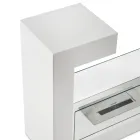 Floor Bio Fireplace in White Painted Metal and Tempered Glass - Pelide Viadurini