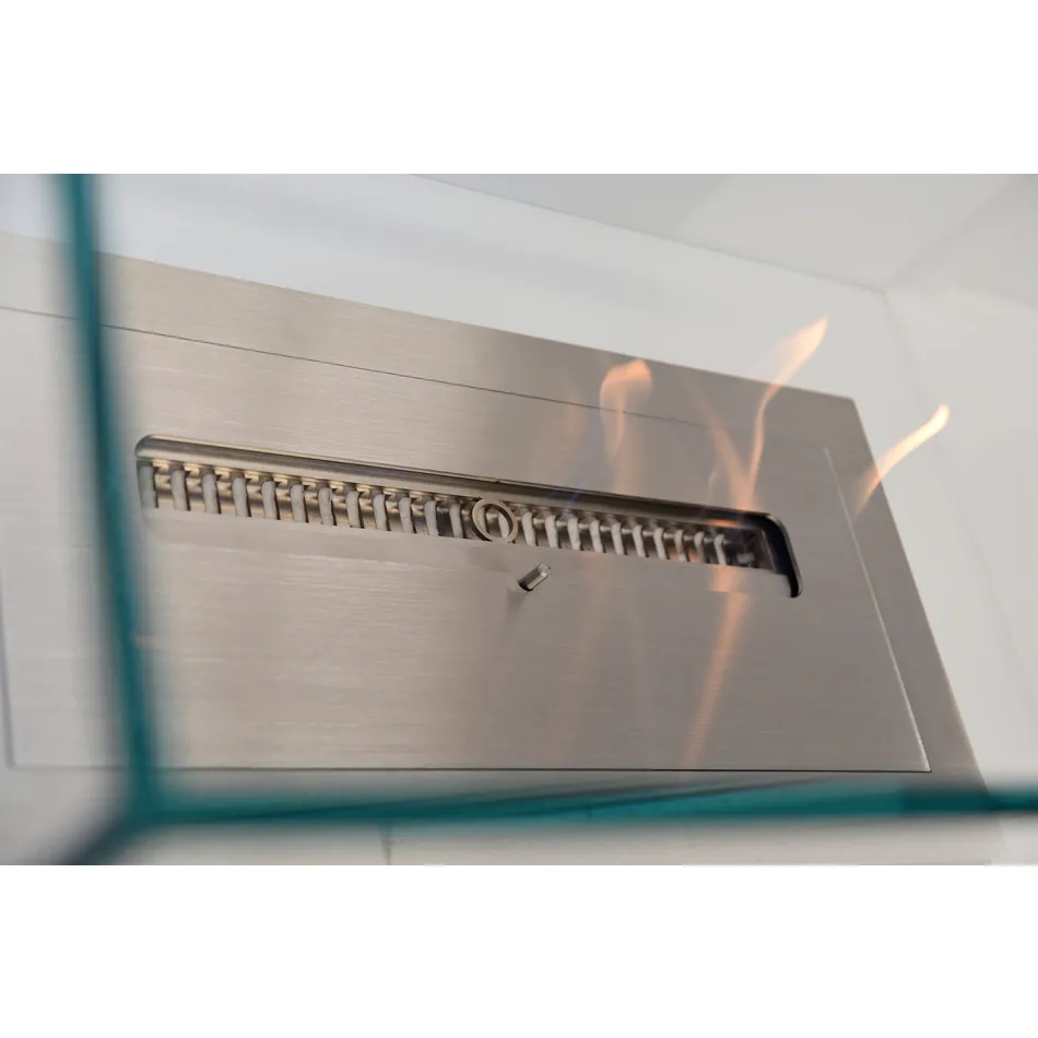 Modern Design Floor Bio-fireplace in Glass and Steel or Corten - Bradley Viadurini