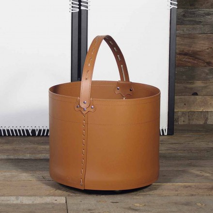 Firewood bag in Milo leather 100% Made in Italy Viadurini