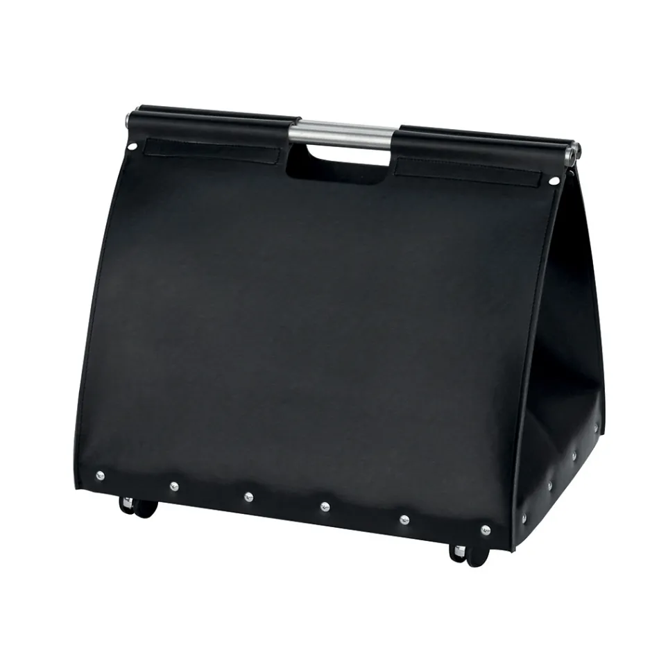 Eco-leather firewood bag with wheels Made in Italy - Snail Viadurini