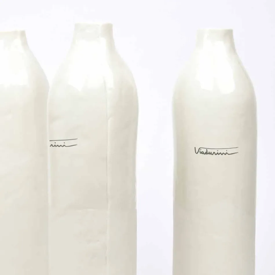 Luxury Design White and Gray Porcelain Bottles 2 Unique Pieces - Arcivero Viadurini