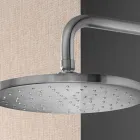Shower Arm with Round Anti-Limescale Shower Head in AISI 316L Steel - Artigli Viadurini