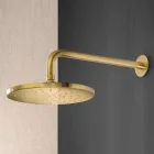Shower Arm with Round Anti-Limescale Shower Head in AISI 316L Steel - Artigli Viadurini