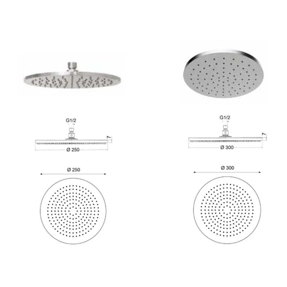 Shower Arm with Round Anti-Limescale Shower Head in AISI 316L Steel - Artigli Viadurini