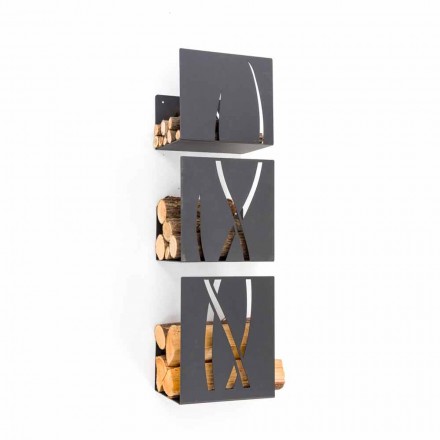 Caf Design Trio wall-mounted steel firewood holder made in Italy Viadurini