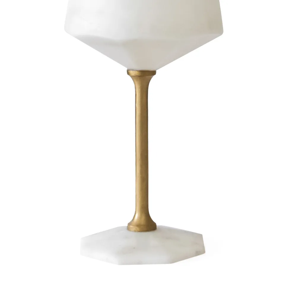 Wine Glass in Satin White Carrara Marble and Brass Design - Caglio Viadurini