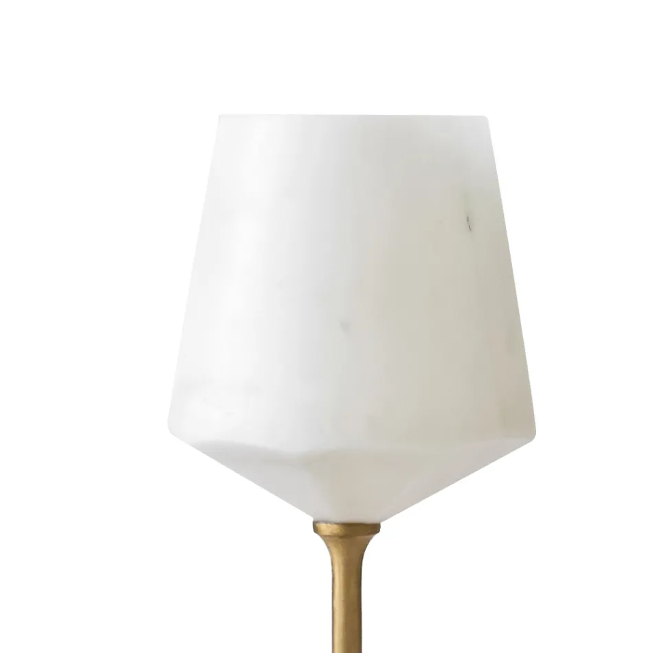 Wine Glass in Satin White Carrara Marble and Brass Design - Caglio Viadurini