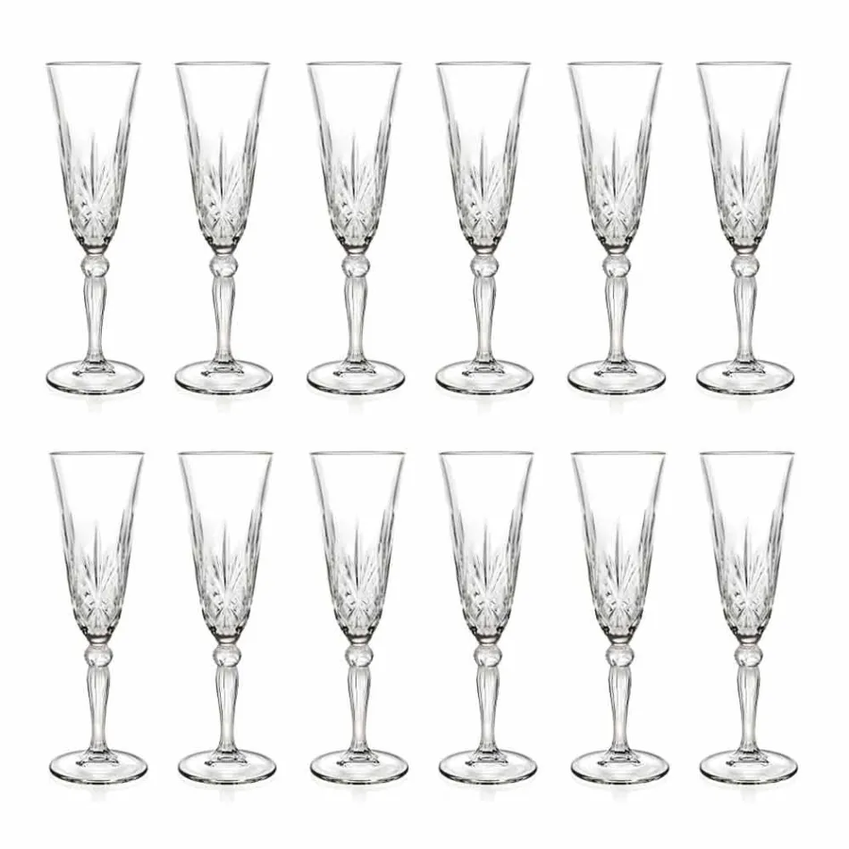 Goblet Flute Ecological Crystal Glass for Champagne 12 Pieces - Cantabile Viadurini