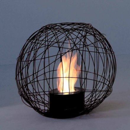 Fireplace Bioethanol table / ground steel shaped like a sphere Henry Viadurini