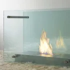 Floor Bioethanol Fireplace in Glass and Steel Design for Indoor - Edison Viadurini