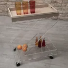 Trolley 2 Shelves in Transparent Acrylic Crystal with Tray - Zazza Viadurini