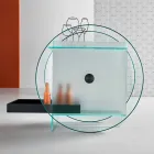 Bar Trolley in Extra-clear Glass with Wheels and Extractable Tray - Pigolo Viadurini