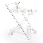 Kitchen Trolley 4 Wheels in Transparent Plexiglass or with Wood - Magimbo Viadurini