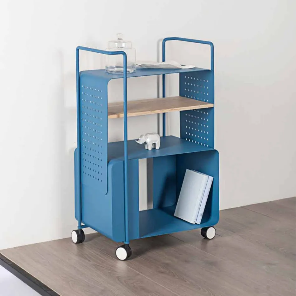 Design Trolley in Steel with Ash Top Made in Italy - Murella Viadurini