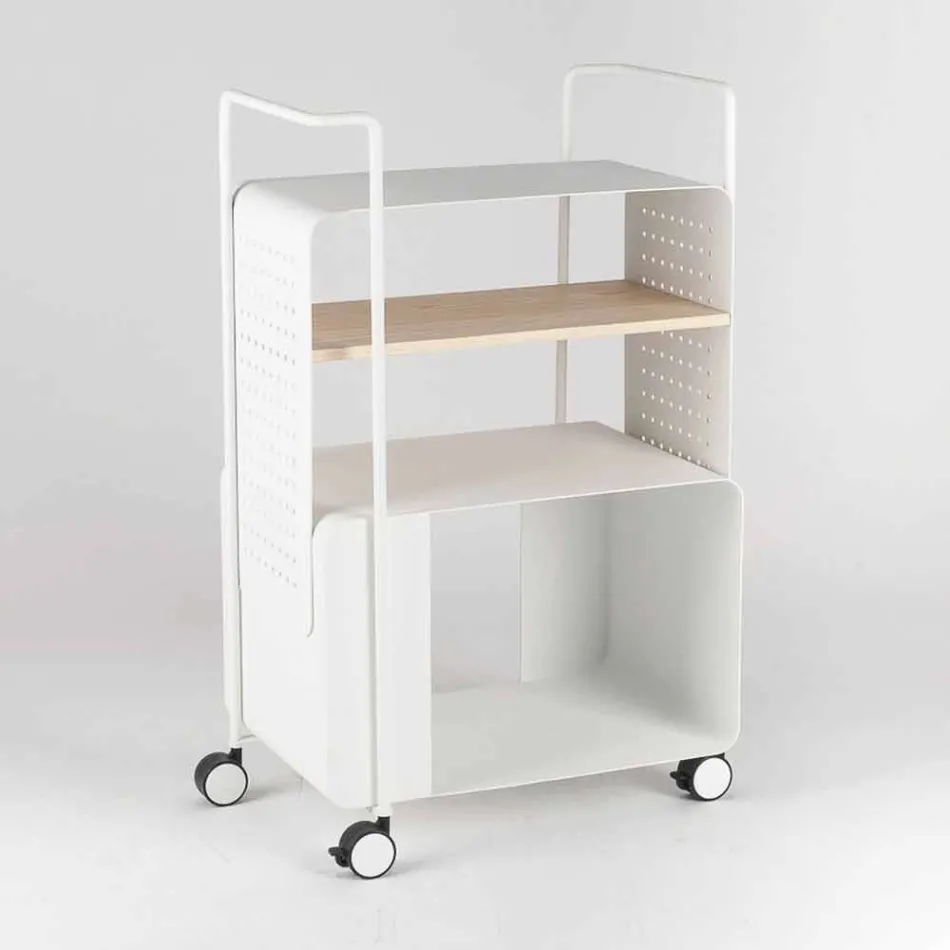 Design Trolley in Steel with Ash Top Made in Italy - Murella Viadurini