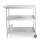 Aluminum Trolley with Different Finishes with Wheels and 3 Shelves - Tent Viadurini