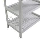 Aluminum Trolley with Different Finishes with Wheels and 3 Shelves - Tent Viadurini