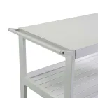 Aluminum Trolley with Different Finishes with Wheels and 3 Shelves - Tent Viadurini