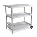 Aluminum Trolley with Different Finishes with Wheels and 3 Shelves - Tent Viadurini