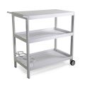 Aluminum Trolley with Different Finishes with Wheels and 3 Shelves - Tent