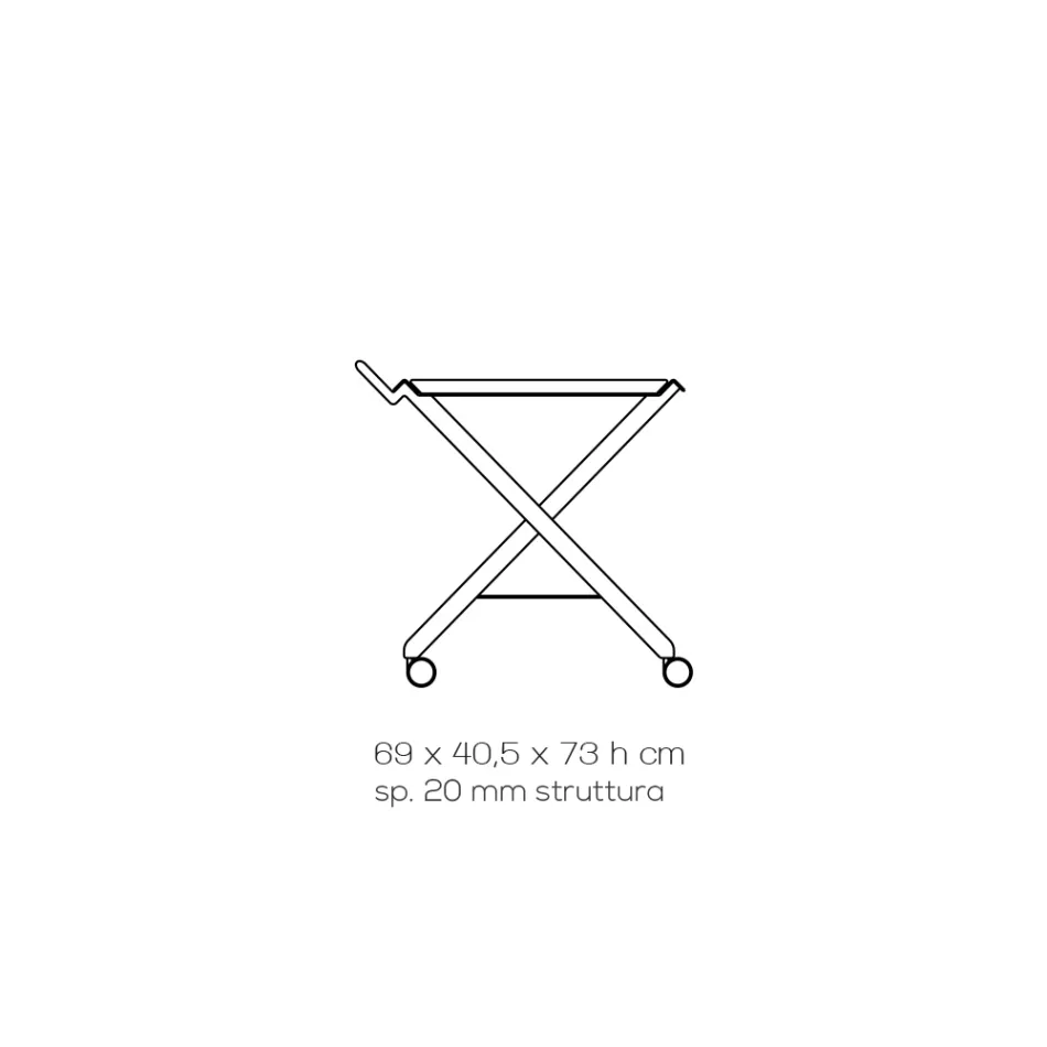 Folding Trolley in Transparent Acrylic Crystal 2 Trays - Aristocles Viadurini