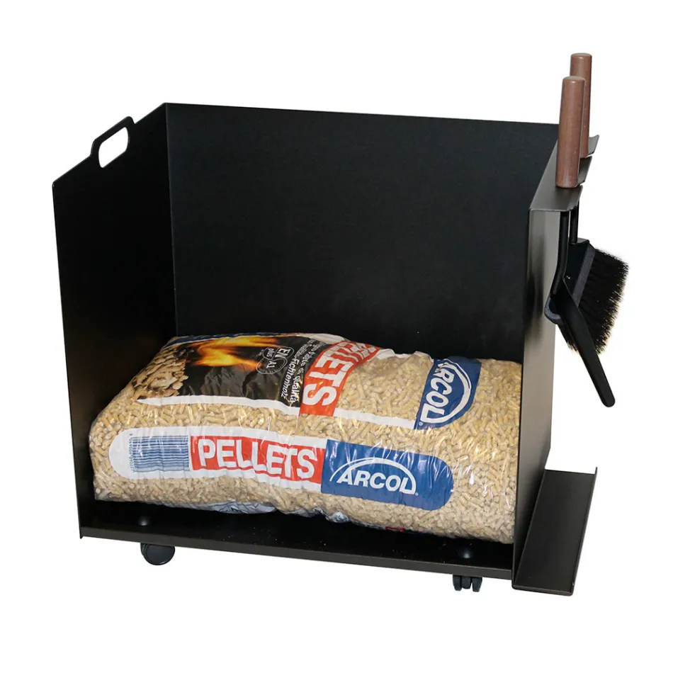 Metal Pellet Bag Holder Trolley with Wheels Made in Italy - Pinguino Viadurini