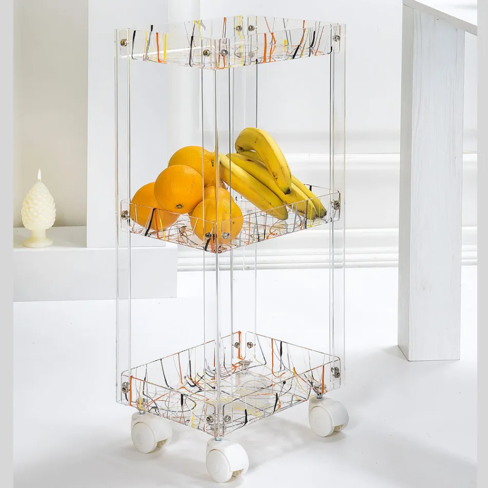 Transparent Plexiglass Food Trolley Made in Italy - Galatius Viadurini