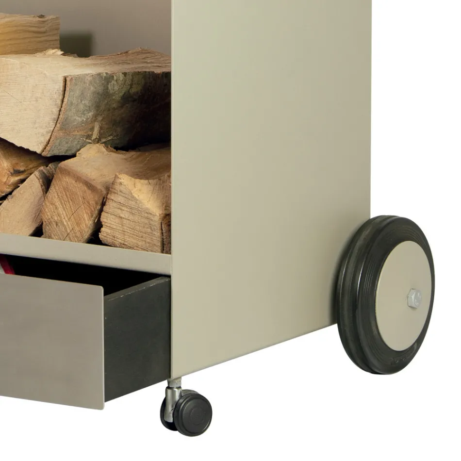 Wood trolley with drawer and wheels Made in Italy - Alpaca Viadurini