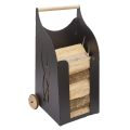 Indoor Firewood Cart Black Painted Iron Made in Italy - Chloe