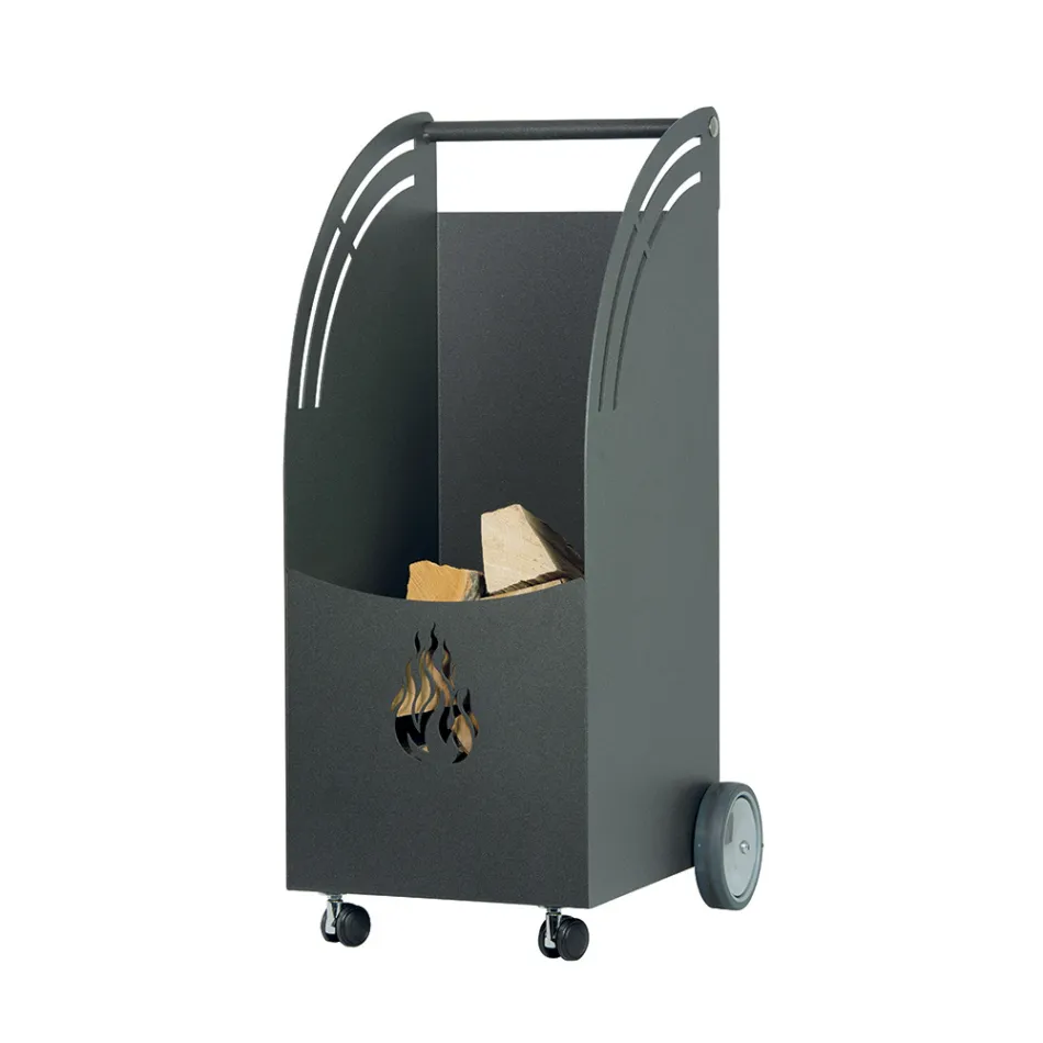 Metal wood trolley with 4 wheels Made in Italy - Ladybug Viadurini