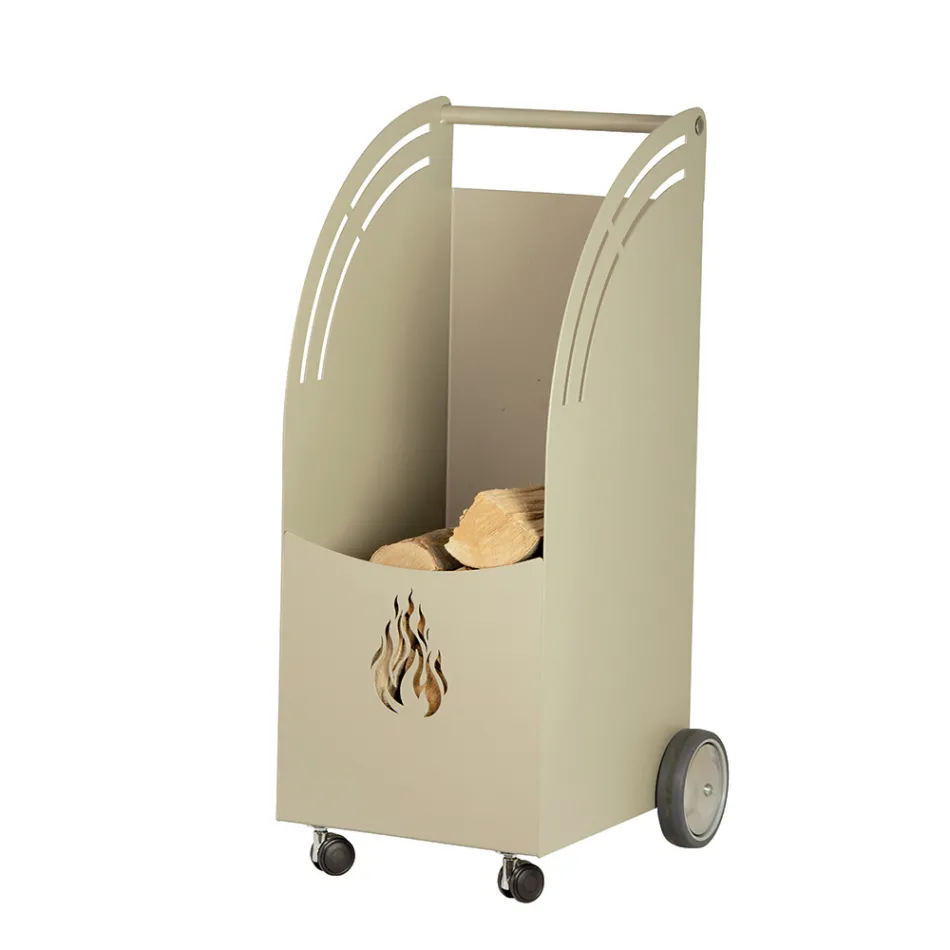 Metal wood trolley with 4 wheels Made in Italy - Ladybug Viadurini