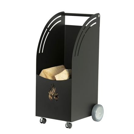 Metal wood trolley with 4 wheels Made in Italy - Coccinella Viadurini